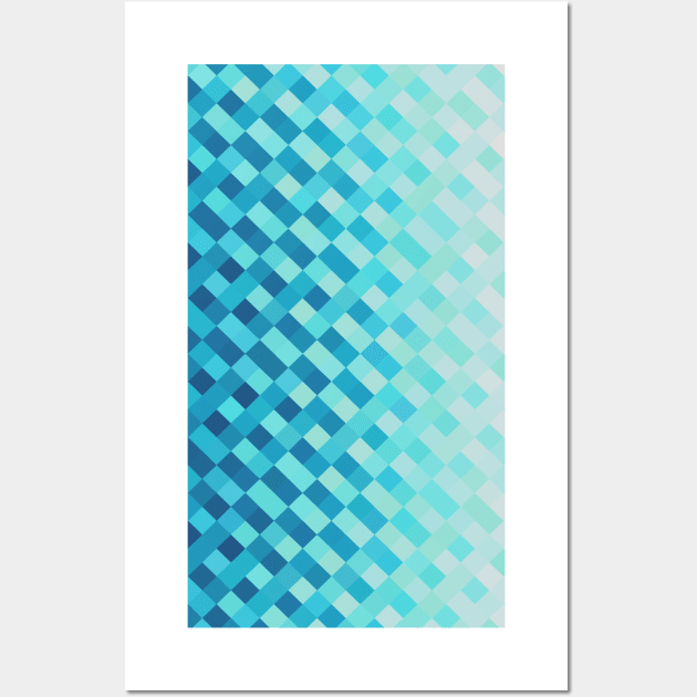 Aqua Blue Light Abstract Grid Pattern Design Wall Art by love-fi